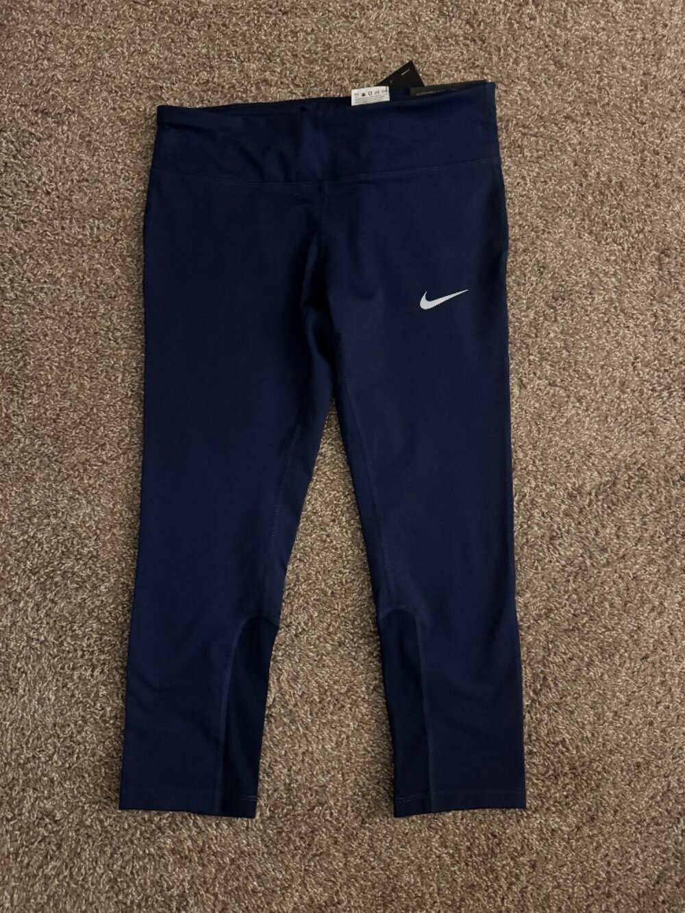 Nike Navy Blue Cropped Leggings with White Swoosh
